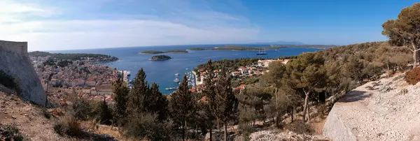 Panoramatický Výhled Krásné Moře Městě Hvar Chorvatsko Stock Fotografie