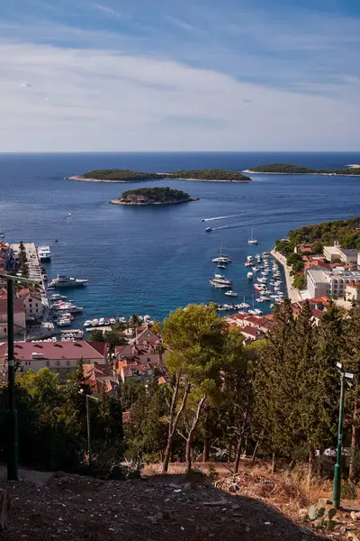 Panoramatický Výhled Krásné Moře Městě Hvar Chorvatsko Stock Obrázky