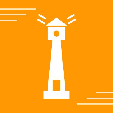 Turuncu arkaplanda deniz fenerinin vektör çizimi