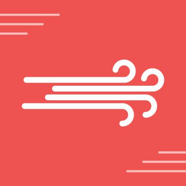 Bej arka planda kırmızı çizgi rüzgar ikonu izole edildi. Rüzgarlı bir hava. vektör illüstrasyonu