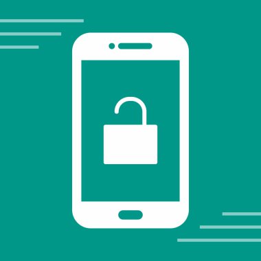 Bir asma kilit simgesine sahip akıllı telefon izole edildi.