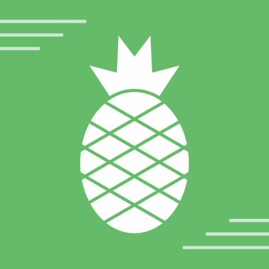 Yeşil arkaplanda izole edilmiş ananas simgesi vektörü, ananas logosu