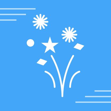 Beyaz çizgi güneşi ve yıldız ikonu koyu mavi arkaplanda izole edilmiş. Sembolün yıldızı, en iyi hava sembolü. vektör illüstrasyonu