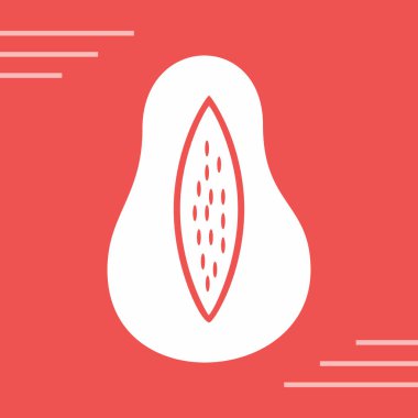 Kırmızı avokado meyve ikonu beyaz arkaplanda izole edilmiş. vektör.