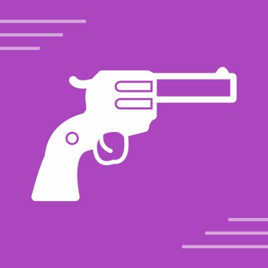 Siyah silah simgesi mor arkaplanda izole edilmiş. tabanca. Silah. vektör illüstrasyonu