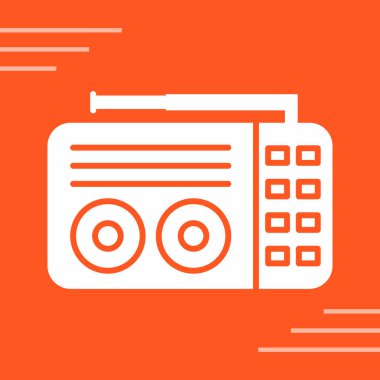 turuncu çizgi müzik sentezleyici simgesi yeşil arkaplanda izole edildi. Elektronik piyano. vektör illüstrasyonu