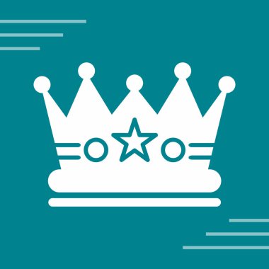 Yeşil arka planda izole edilmiş yıldız ikonlu mavi taç. vektör illüstrasyonu