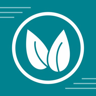 Mavi arkaplanda yeşil yaprak simgesi izole edildi. Yaprak işareti. Taze doğal ürün sembolü. Uzun gölge tarzı. vektör