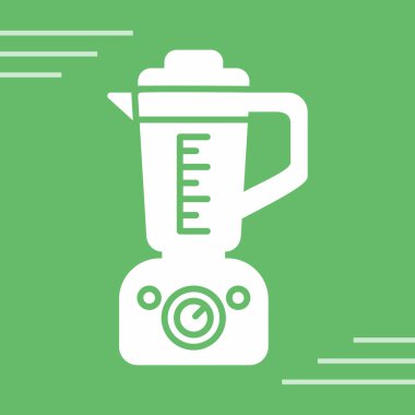 Yeşil çizgi karıştırıcı simgesi yeşil arkaplanda izole edildi. Mutfak blender kırtasiyeli, kaseli meyve suyu kokteyli ya da meyve suyu. vektör illüstrasyonu