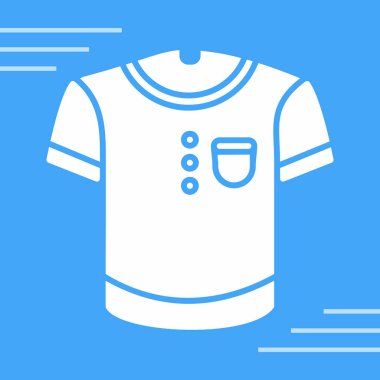 Beyaz tişört ve şort ikonu uzun gölge arkaplan izole. Mavi daire düğmesi. vektör