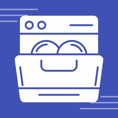 çamaşır makinesi simgesi, vektör illüstrasyonu