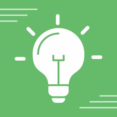 Yeşil arkaplanda beyaz çizgi fikir simgesi izole edildi. vektör illüstrasyonu.