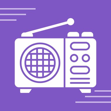 radyo vektör simgesi. Resim pembe arkaplanda izole edildi