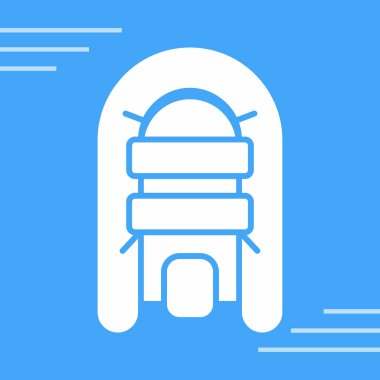 Mavi arkaplanda siyah çizgi yuvarlak simgesi izole edildi. vektör.