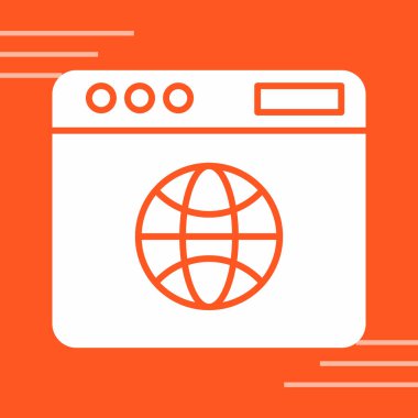 Tarayıcı makine simgesi, ince turuncu ve beyaz renk dış hat vektörü, web tasarım işareti