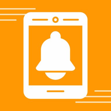 Uyarı vektör ikonlu cep telefonu. düz tasarım illüstrasyon.