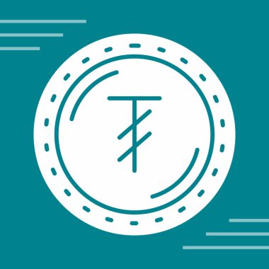 Yeşil arka planda mavi çizgili şimşek simgesi izole edildi. Şimşek patlamalı daire simgesi.