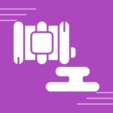 Siyah dürbün simgesi mor arkaplanda izole edilmiş. Yazılım işareti bul. Casus ekipmanı sembolü. Vektör çizimi. Renkli kare çizimi.