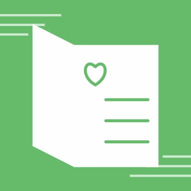 Beyaz arkaplanda izole edilmiş kalpler simgesi olan yeşil bir zarf. Aşk ve romantizm. Sevgililer günü aşkı aşk ve düğün konsepti. düz dizayn. vektör illüstrasyonu