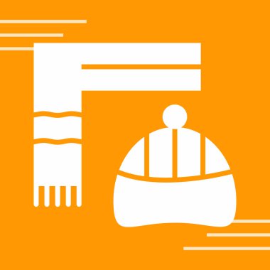 turuncu eşarp simgesi bej arkaplanda izole edilmiş. Kadın aksesuar. Kış eşarbı. vektör.