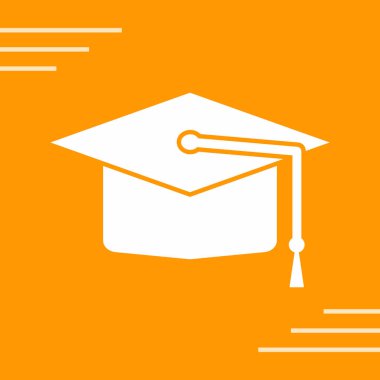 Mezuniyet kap simgesi. Mezuniyet kap vektör simgesi web için anahat çizimi