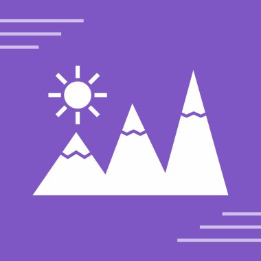 dağlar ve güneş simgesi, vektör çizim