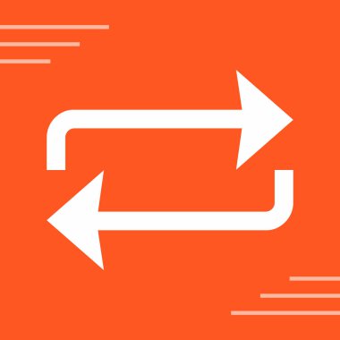 ok vektör simgesi. biçim düz, kare sembol, turuncu renk, beyaz arkaplan