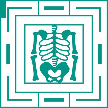 İnsan iskeleti ikonu. Web için insan iskelet vektör simgelerinin özet çizimi