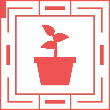 Saksılı bitki simge vektör çizim