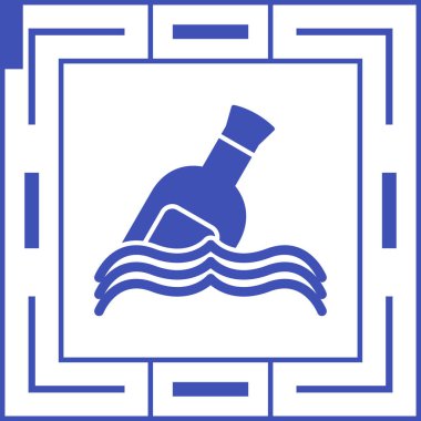 Cam ikonlu bir şarap şişesi, vektör illüstrasyonu