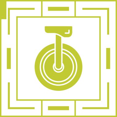 Beyaz arka planda izole edilmiş bisiklet ikonu olan yeşil bisiklet tekeri. Bisiklet. Ekstrem. Bisiklet ekipmanı. Soyut çember rastgele noktalar. vektör illüstrasyonu