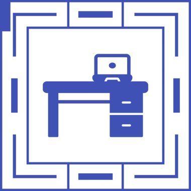 ofis masası simgesi, basit tasarım illüstrasyonu