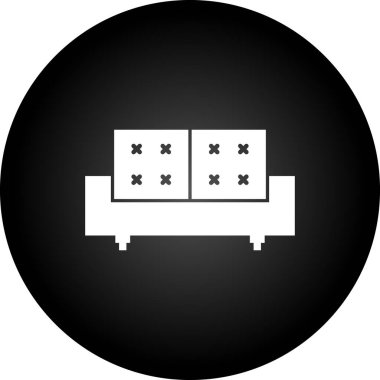 Yatak ikonu. Vektör illüstrasyonu izole edildi.