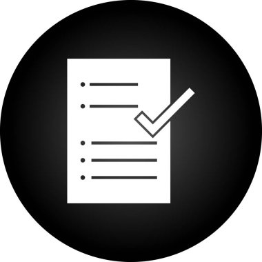 Kontrol listesi vektör simgesi. bicolor düz daire şeklinde sembol, gri ve siyah renkler, yuvarlak açılar, beyaz arkaplan