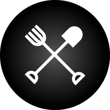 Siyah arka planda siyah çatal ve bıçak ikonu var. Çatal bıçak sembolü. Çatal bıçak seti. Çember. vektör illüstrasyonu
