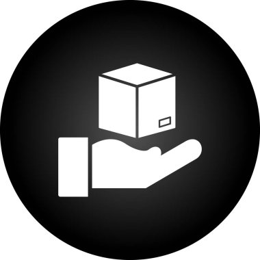 kutu vektör simgesi. biçim düz yuvarlak kare düğme, siyah ve beyaz renkler, gri arkaplan