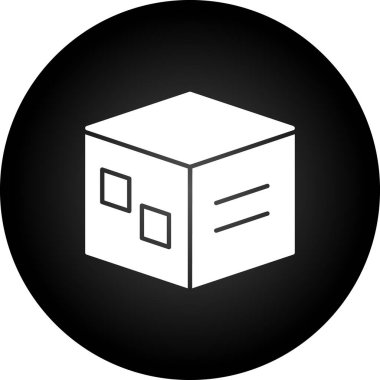 Küp simgesi, siyah stil. vektör çemberi arkaplanı