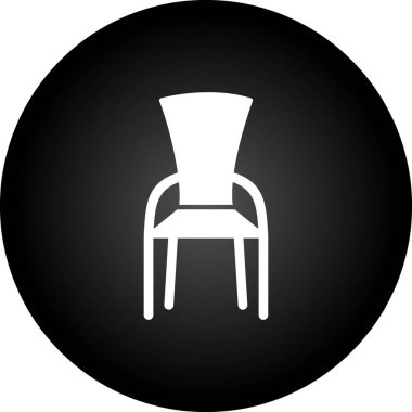 Beyaz arka planda izole edilmiş siyah dairedeki sandalye simgesi. vektör