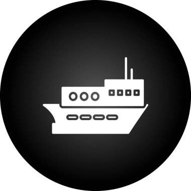 Siyah renkli seyahat simgesi beyaz arka planda izole edilmiş. gemi ve gemi vektör çizimi.