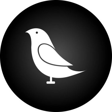 Kuş simgesi. Beyaz arka planda siyah daire. vektör illüstrasyonu.