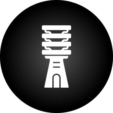 Siyah çizgi trafik konisi simgesi beyaz arkaplanda izole edildi. Çember düğmesi. vektör illüstrasyonu