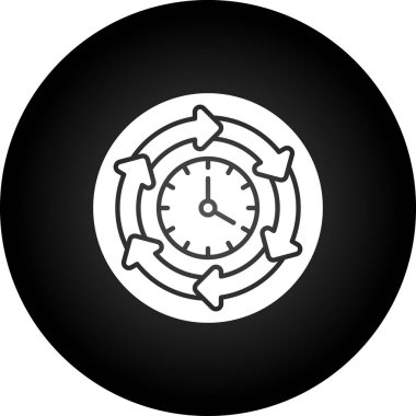 Beyaz arkaplanda siyah renkli saat simgesi izole edildi. Zaman ve seyahat sembolü. vektör illüstrasyonu