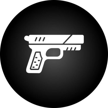 Silah ikonu. Beyaz arkaplanda izole edilmiş web tasarımı için askeri vektör simgesinin basit bir çizimi