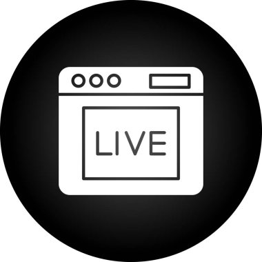 Beyaz arkaplanda izole edilmiş siyah bir ikon. canlı ve televizyon sembolü. vektör stoku illüstrasyonu.