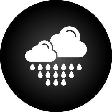 Yağmur bulutu vektör simgesi. resim biçimi yuvarlak düğmedeki düz simge simgesidir, beyaz ve siyah renkler.