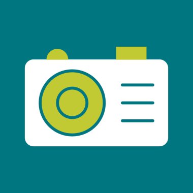 Fotoğraf makinesi simgesi renkli dış hat sembolü. Moda biçiminde premium kalite izole edilmiş simge ögesi.