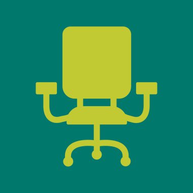 Ofis sandalyesinin uzun gölgeli düz simgesi.