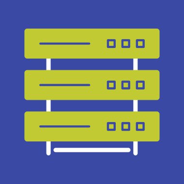 sunucu vektör simgesi. biçim düz sembol, cyan rengi, yuvarlak açılar, mavi arkaplan