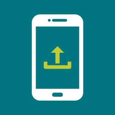 Ok ikonlu akıllı telefon. düz tasarım biçimi.