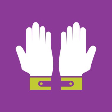 Kelepçe ikonu tutan eller. düz dizayn